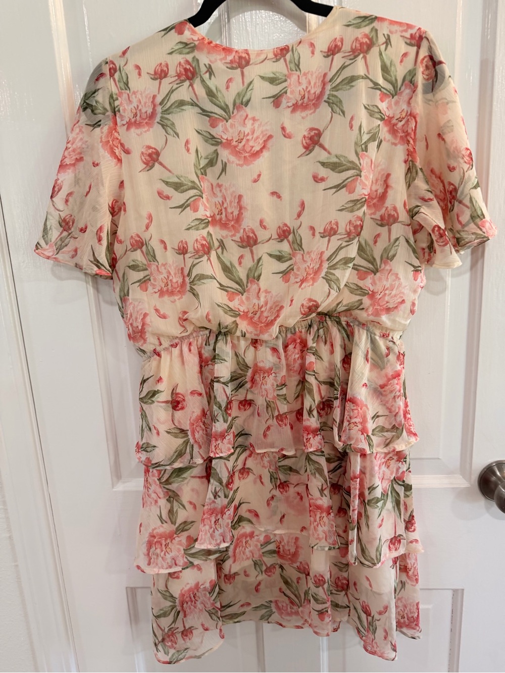 Sugarlips Cream Floral Ruffle V-Neck Tiered Dress - Picture 2 of 3